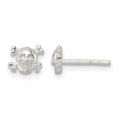 Sterling Silver Polished Skull and Crossbones Post Earrings