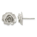 Sterling Silver Rhodium-plated Rose Post Earrings