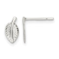 Sterling Silver Polished Tiny Leaf Post Earrings