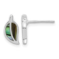 Sterling Silver RH-plated Abalone Leaf Post Earrings