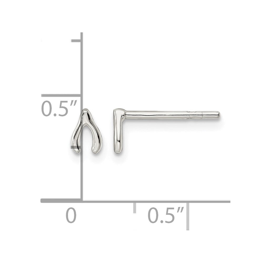 Sterling Silver Polished Wish Bone Post Earrings