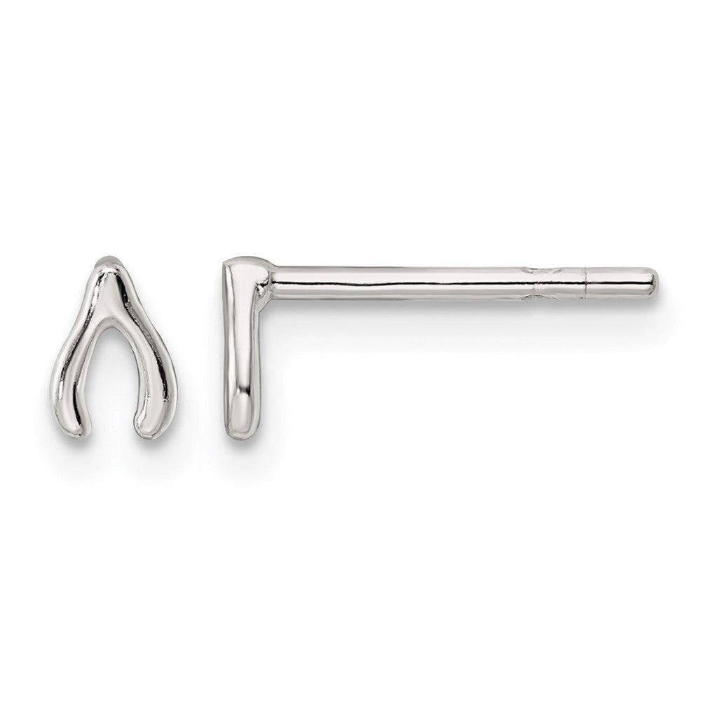 Sterling Silver Polished Wish Bone Post Earrings