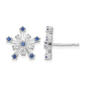 Sterling Silver Rhodium-plated Polished Blue & White CZ Snowflake Post Earr