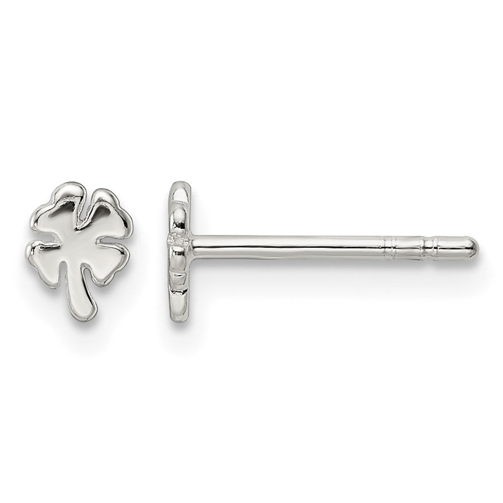 Sterling Silver Polished 4 Leaf Clover Post Earrings