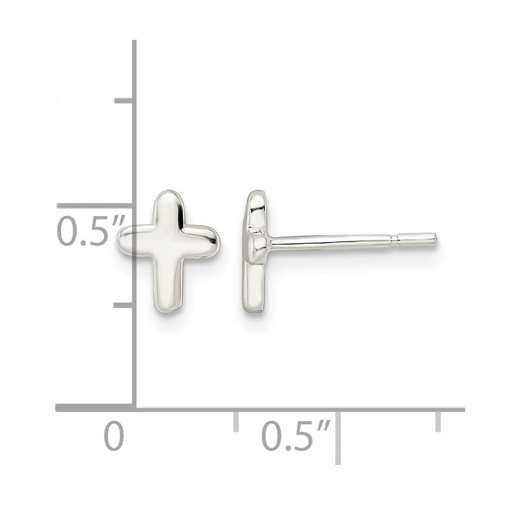 Sterling Silver Polished Latin Cross Post Earrings