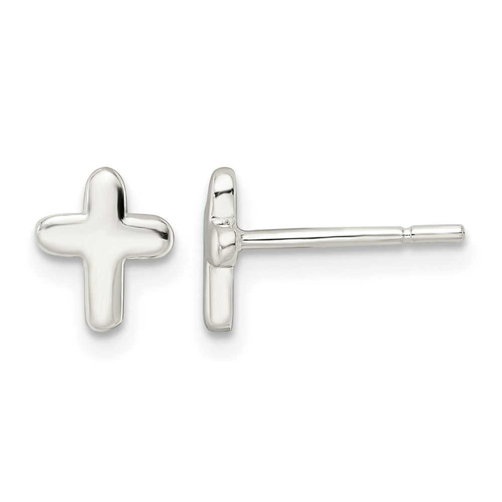 Sterling Silver Polished Latin Cross Post Earrings
