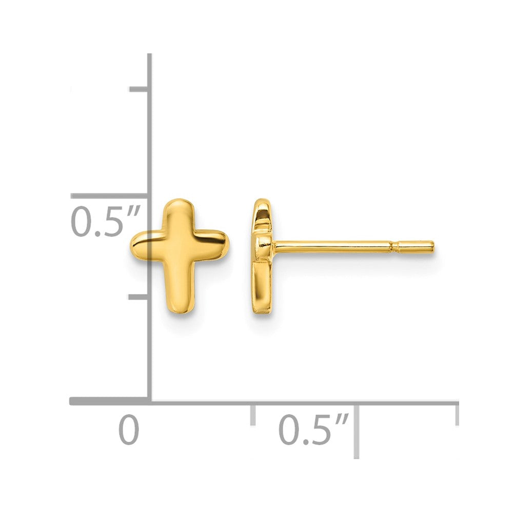 Sterling Silver Gold-tone Polished Cross Post Earrings