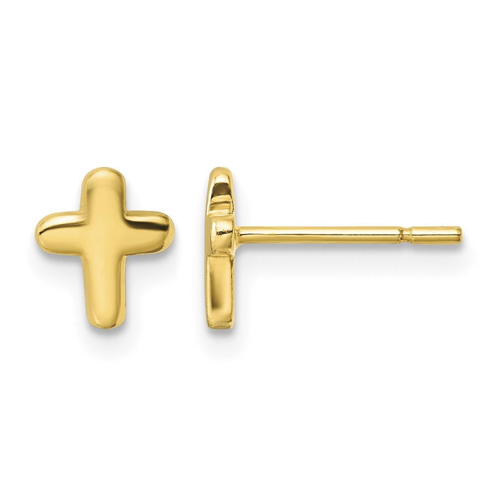 Sterling Silver Gold-tone Polished Cross Post Earrings