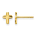Sterling Silver Gold-tone Polished Cross Post Earrings