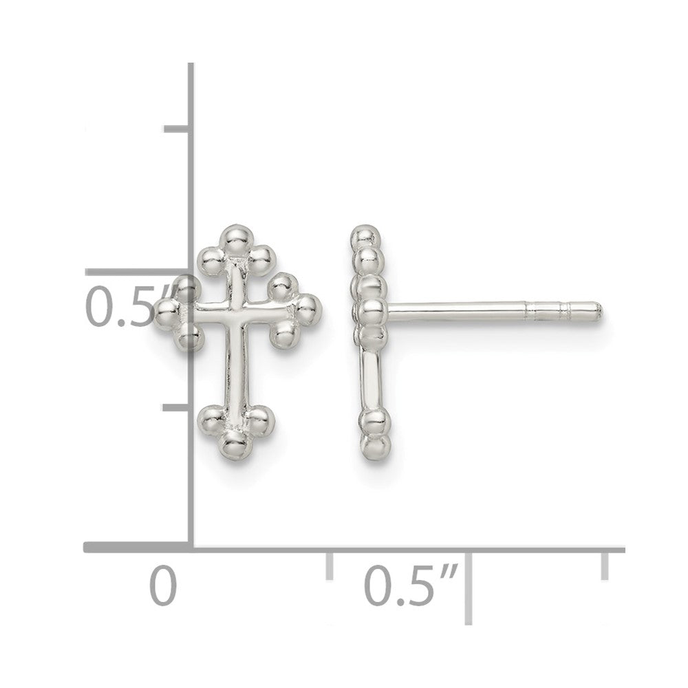 Sterling Silver Polished Budded Cross Post Earrings