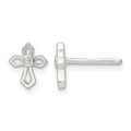 Sterling Silver Polished CZ Passion Cross Post Earrings