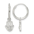 Sterling Silver Polished CZ Hamsa Dangle Endless Round Hoop Earrings