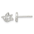 Sterling Silver Polished CZ Dove Post Earrings