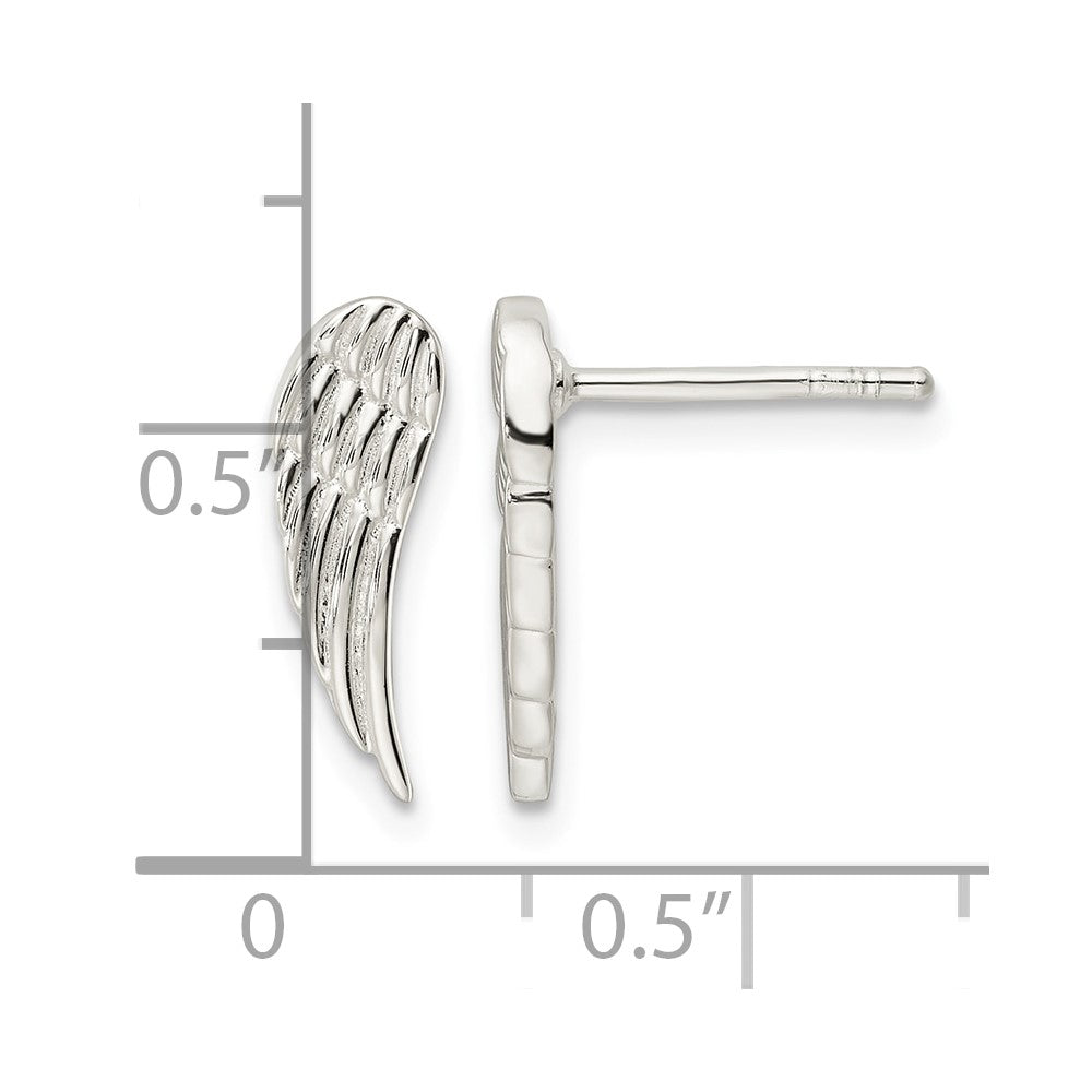 Sterling Silver Polished and Textured Wing Post Earrings