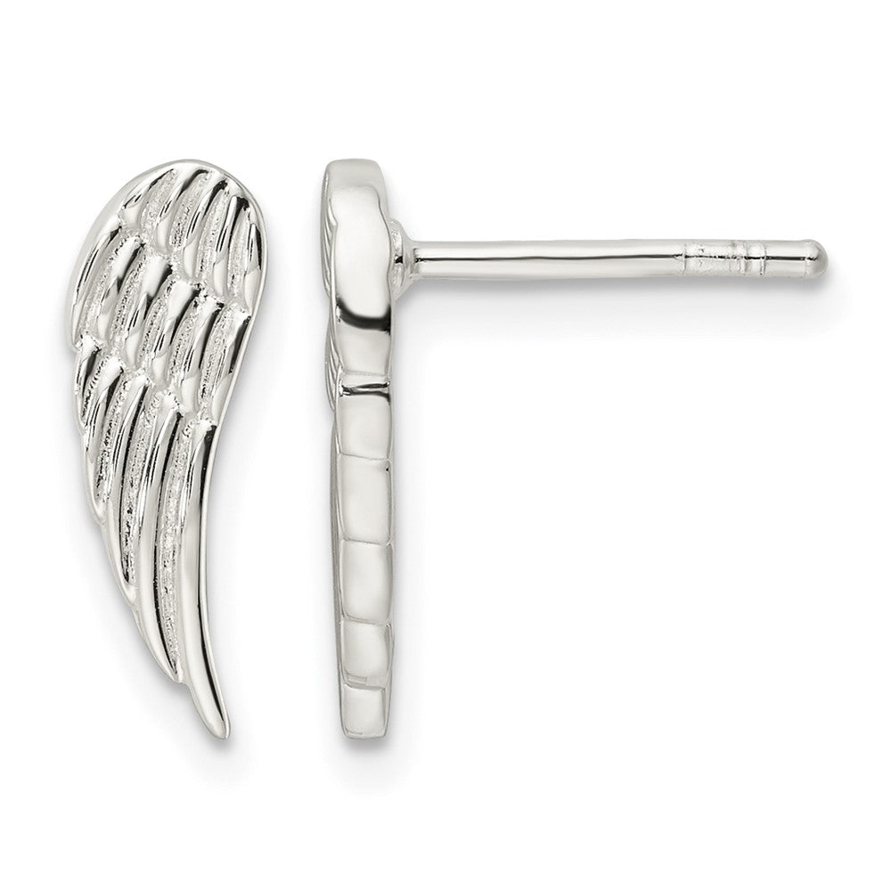 Sterling Silver Polished and Textured Wing Post Earrings
