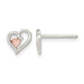 Sterling Silver & Rose-tone Open Heart Children's Post Earrings