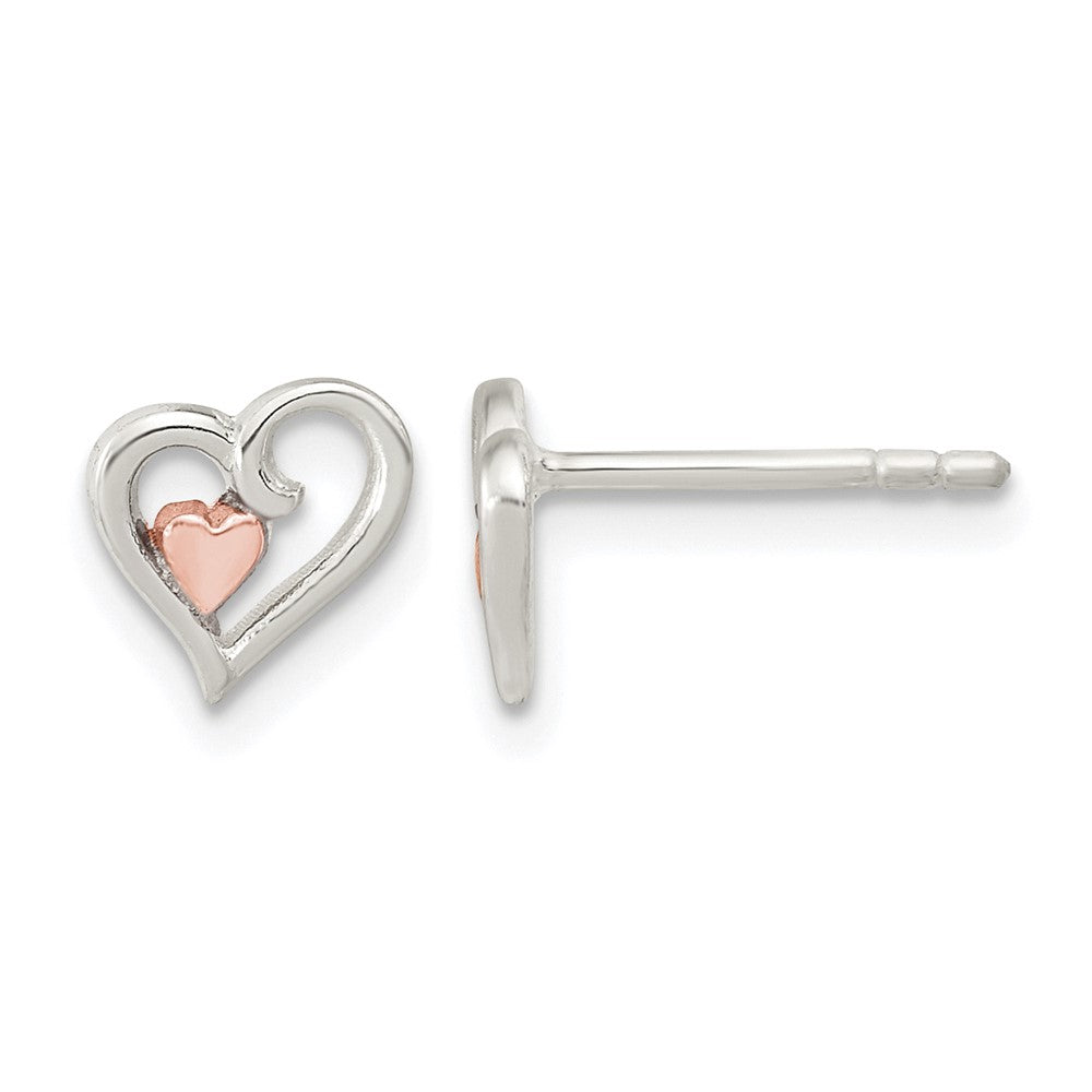 Sterling Silver & Rose gold-plated Open Heart Post Earrings