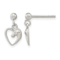Sterling Silver Rhodium-plated Open Heart Horse Head Dangle Earrings