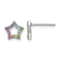 Sterling Silver RH-pltd Rainbow Nano Crystal Star Post Earrings