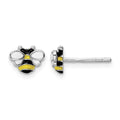 Sterling Silver RH-plated Enameled Bumblebee Petite Post Earrings