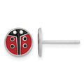 Sterling Silver RH-plated Enameled Ladybug Post Earrings