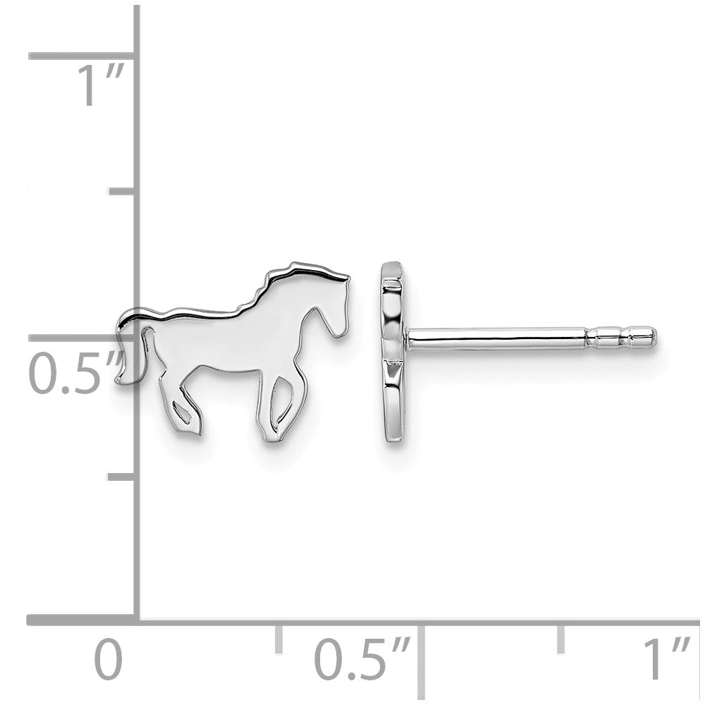Sterling Silver Rhodium-plated Polished Horse Post Earrings
