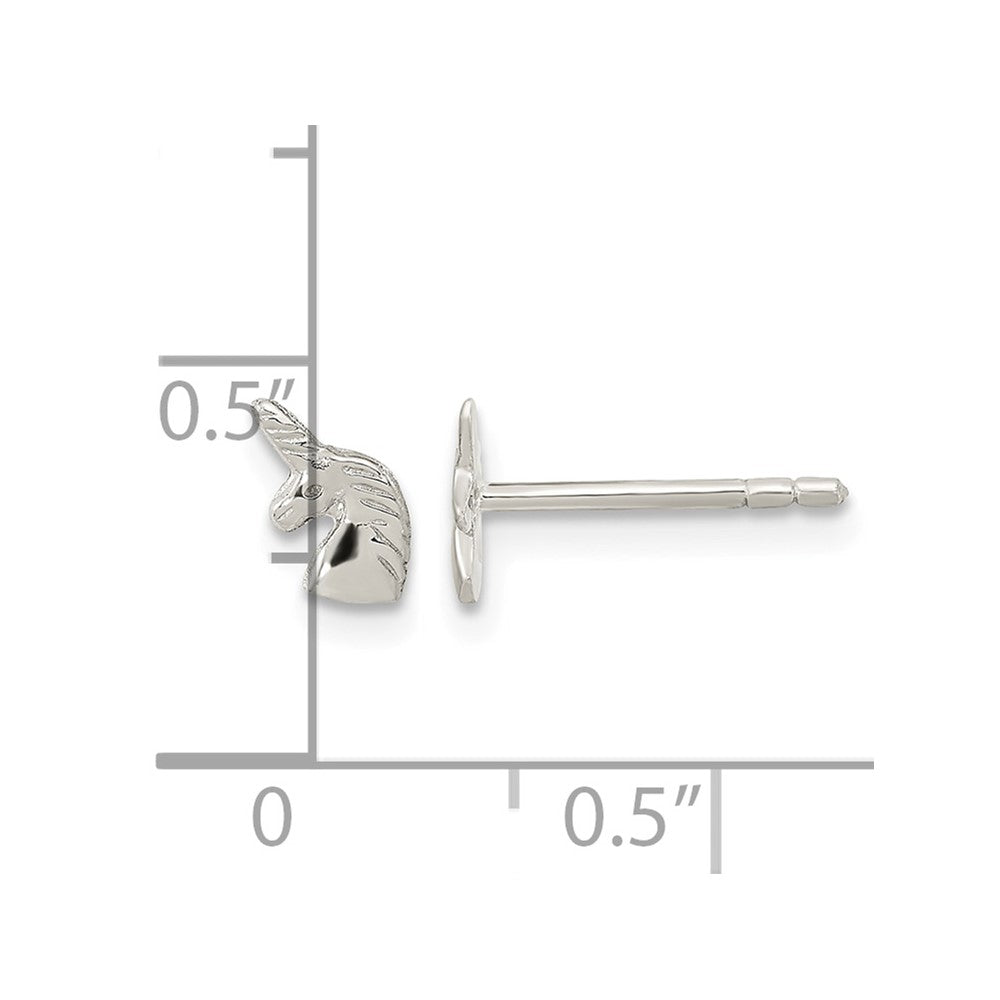 Sterling Silver Rhodium-plated Polished Unicorn Head Post Earrings