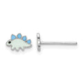 Sterling Silver Rhodium-plated Enameled Dinosaur Post Earrings