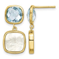 Sterling Silver Gold-plated 3.46BT Blue Topaz & MOP Post Dangle Earrings