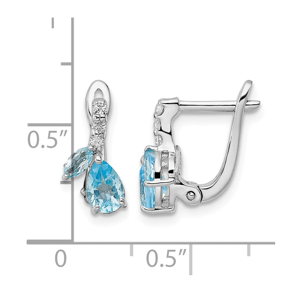 Sterling Silver Rhodium-plated Swiss BT/White Topaz Hinged Earrings
