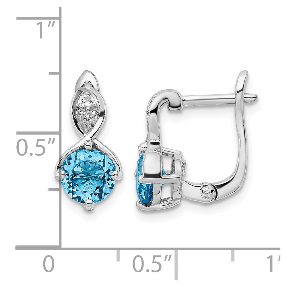 Sterling Silver Rhodium-plated Swiss BT/White Topaz Hinged Earrings