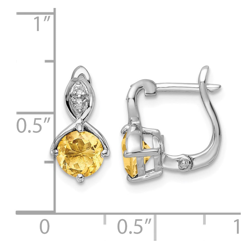 Sterling Silver RH-plated 1.48t.w. Citrine/Wt Topaz Hinged Earrings