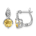 Sterling Silver RH-plated 1.48t.w. Citrine/Wt Topaz Hinged Earrings