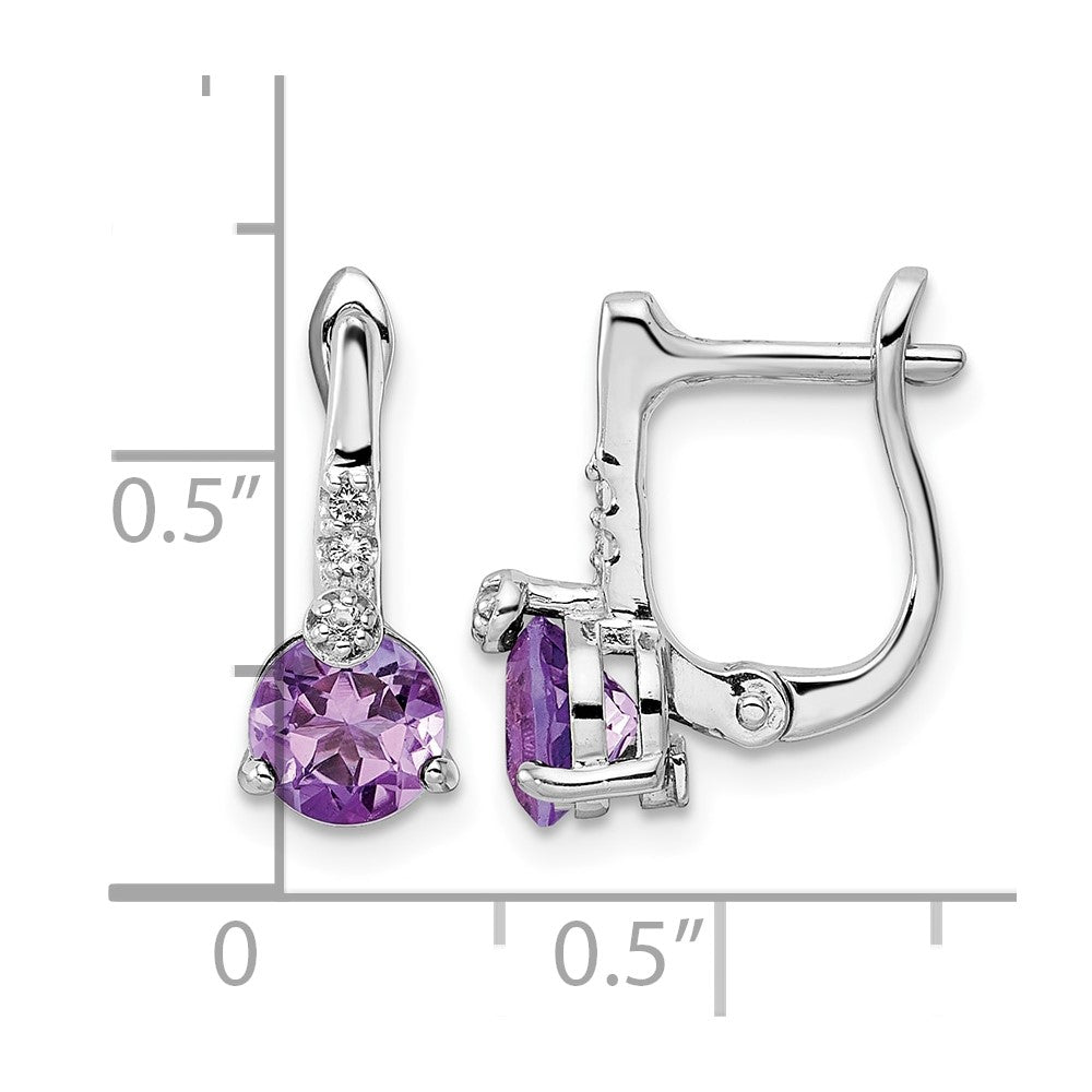 Sterling Silver Rhod-plat 1.49AM/WhiteTopaz Circle Hinged Earring
