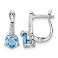 Sterling Silver Rhodium-plated Swiss BT/White Topaz Circle Hinged Earrings