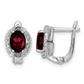 SS RH-plated 2.32t.w. Garnet/White Topaz Oval Hinged Earrings
