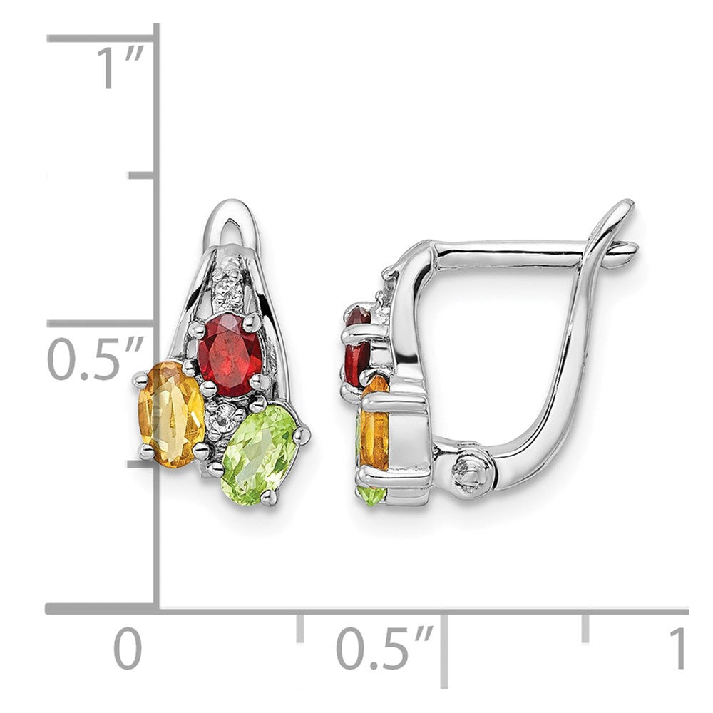 Sterling Silver RH-plated 1.48t.w. PE/CI/GA/WT Hinged Earrings