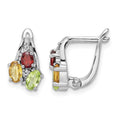 Sterling Silver RH-plated 1.48t.w. PE/CI/GA/WT Hinged Earrings