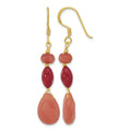 Sterling Silver Gold-plated Coral and Jade Dangle Earrings
