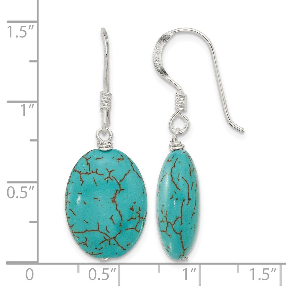 Sterling Silver Recon. Magnesite Dangle Shepherd Hook Earrings