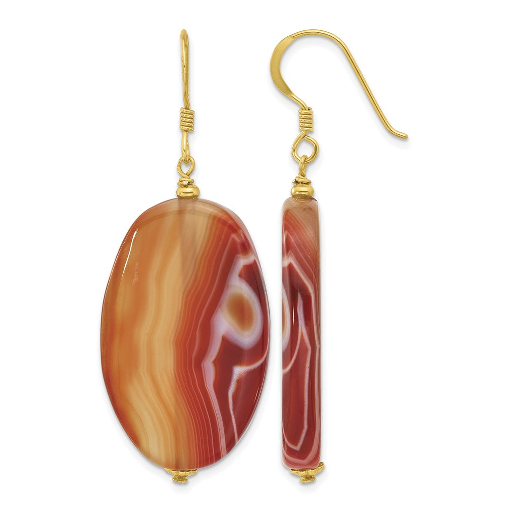 Sterling Silver Gold-plated Red Sardonyx Dangle Earrings