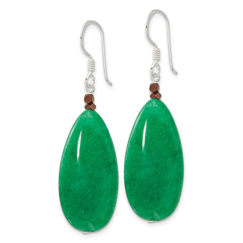 Sterling Silver Green Jade/Hematite Bronze Color Base Metal Earrings
