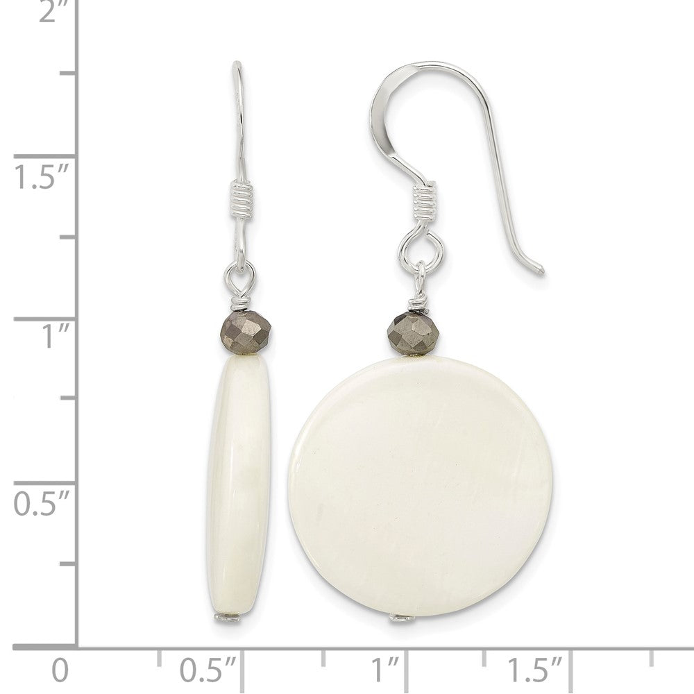 Sterling Silver Mother of Pearl and Crystal Dangle Earrings