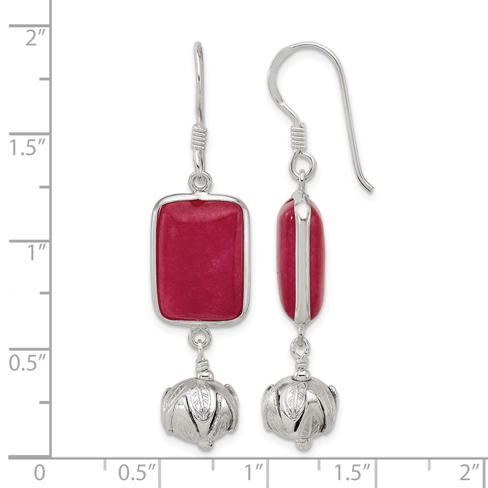 Sterling Silver Red Jade Dangle Shepherd Hook Earrings