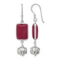 Sterling Silver Red Jade Dangle Shepherd Hook Earrings