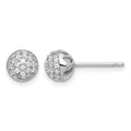 Sterling Silver Rhodium-plated Micro Pave CZ Ball Stud Earrings