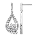 Sterling Silver Rhodium-plated Fancy CZ Dangle Earrings