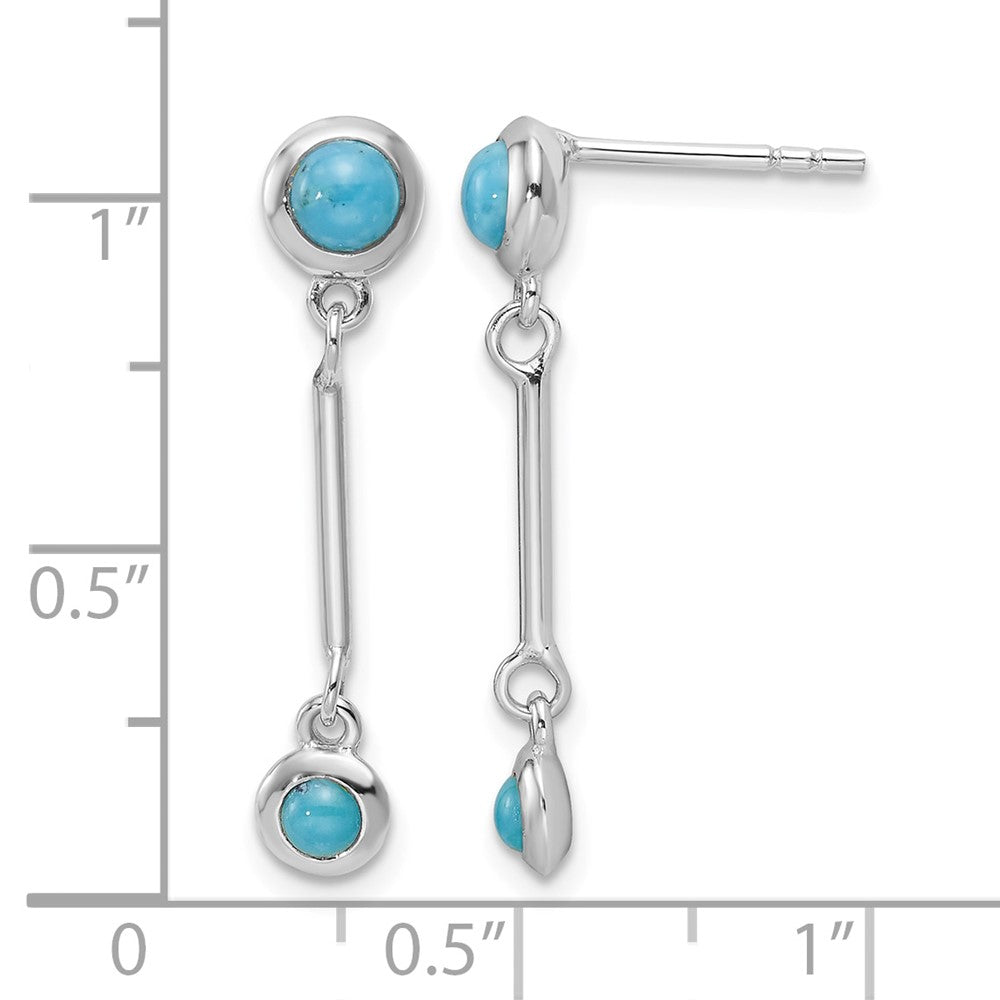 Sterling Silver Rhodium-plated Turquoise Drop Dangle Earrings