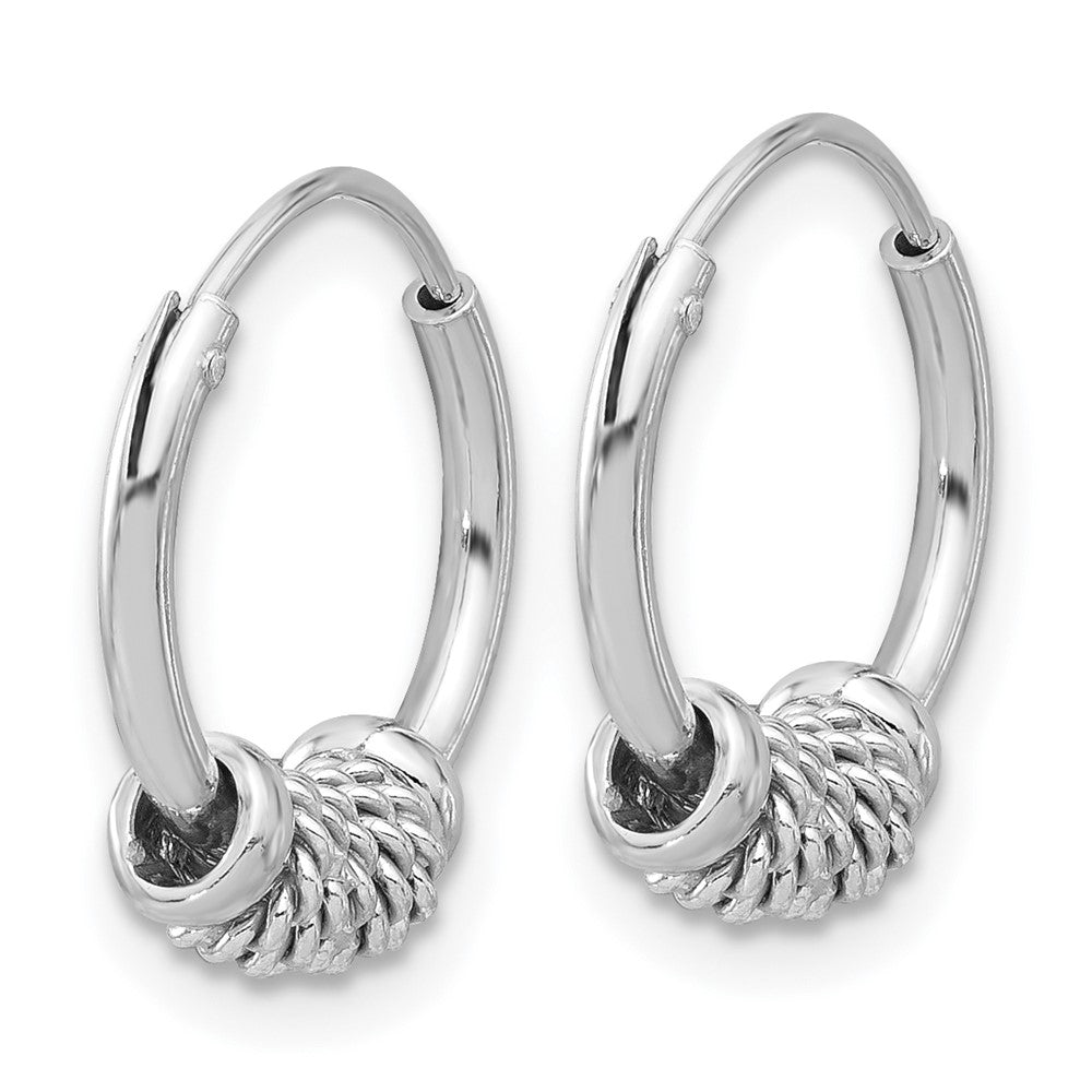 Sterling Silver Rhodium-plated Polished/Textured Endless Hoop Earrings