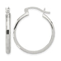 Sterling Silver Polished Textured Hoop Earrings
